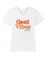 Good Vibes Only Retro Tricou mânecă scurtă guler V Bărbat Presenter
