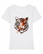 Retro Tiger Tricou mânecă scurtă guler larg fitted Damă Expresser