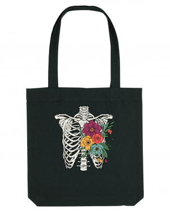 Rib Cage Floral Skeleton Black