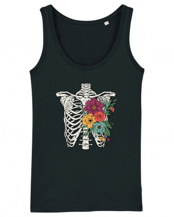 Rib Cage Floral Skeleton Black