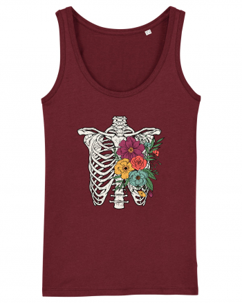 Rib Cage Floral Skeleton Burgundy