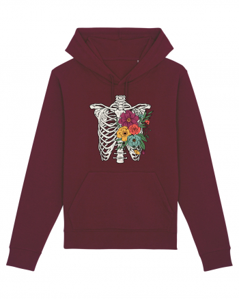 Rib Cage Floral Skeleton Burgundy