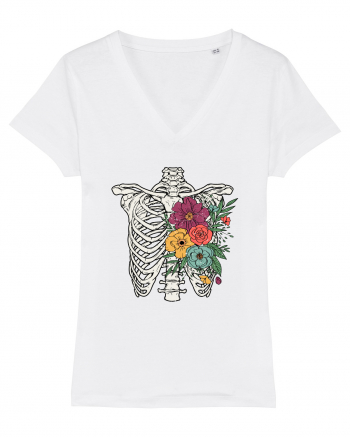 Rib Cage Floral Skeleton White