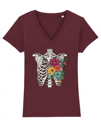 Rib Cage Floral Skeleton Burgundy