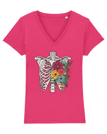 Rib Cage Floral Skeleton Raspberry