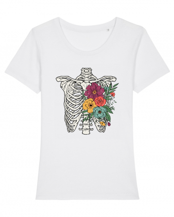 Rib Cage Floral Skeleton White