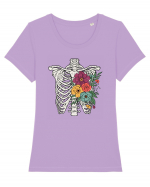 Rib Cage Floral Skeleton Tricou mânecă scurtă guler larg fitted Damă Expresser