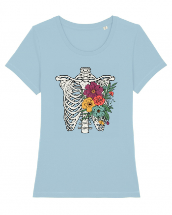 Rib Cage Floral Skeleton Sky Blue