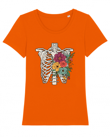 Rib Cage Floral Skeleton Bright Orange