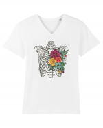 Rib Cage Floral Skeleton Tricou mânecă scurtă guler V Bărbat Presenter