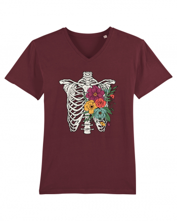 Rib Cage Floral Skeleton Burgundy