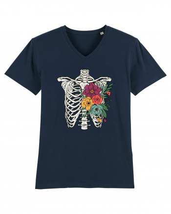 Rib Cage Floral Skeleton French Navy