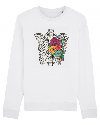 Rib Cage Floral Skeleton White