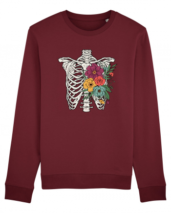 Rib Cage Floral Skeleton Burgundy