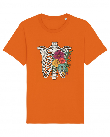 Rib Cage Floral Skeleton Bright Orange