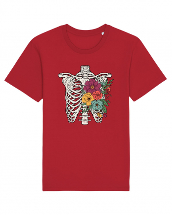 Rib Cage Floral Skeleton Red