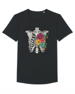 Rib Cage Floral Skeleton Tricou mânecă scurtă guler larg Bărbat Skater