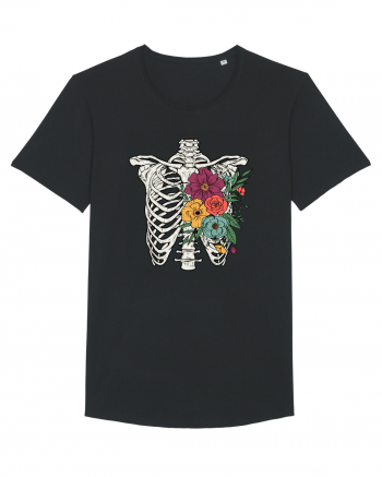 Rib Cage Floral Skeleton Black