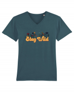 Stay Wild Retro Tricou mânecă scurtă guler V Bărbat Presenter