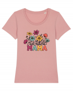 Vintage MAMA Wild Flower Tricou mânecă scurtă guler larg fitted Damă Expresser