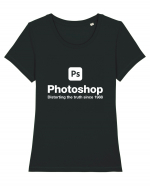 Photoshop Tricou mânecă scurtă guler larg fitted Damă Expresser