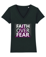 Faith Over Fear Tricou mânecă scurtă guler V Damă Evoker
