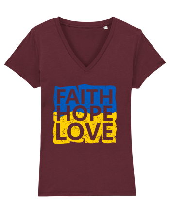 Faith Hope Love Ukraine Burgundy
