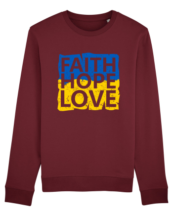 Faith Hope Love Ukraine Burgundy