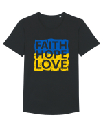 Faith Hope Love Ukraine Tricou mânecă scurtă guler larg Bărbat Skater