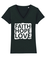 Faith Hope Love Tricou mânecă scurtă guler V Damă Evoker