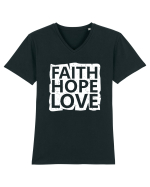 Faith Hope Love Tricou mânecă scurtă guler V Bărbat Presenter