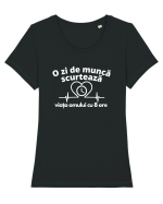 O zi de muncă scurtează viața omului cu 8 ore Tricou mânecă scurtă guler larg fitted Damă Expresser