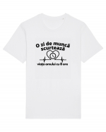 O zi de muncă scurtează viața omului cu 8 ore Tricou mânecă scurtă Unisex Rocker