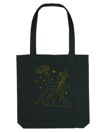 Saturn Planet Celestial Girl Black