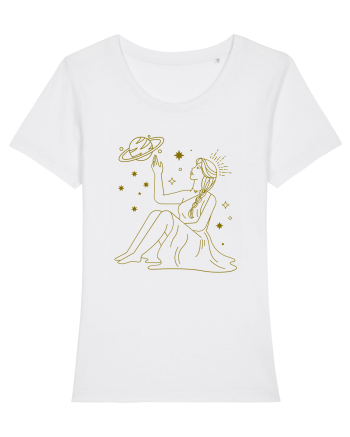 Saturn Planet Celestial Girl White