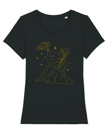Saturn Planet Celestial Girl Black