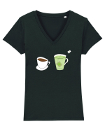 Coffee or tea? Tricou mânecă scurtă guler V Damă Evoker