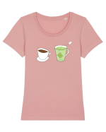 Coffee or tea? Tricou mânecă scurtă guler larg fitted Damă Expresser