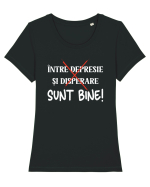 ...Sunt bine! Tricou mânecă scurtă guler larg fitted Damă Expresser