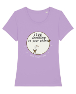 Stop Looking at Your Phone Tricou mânecă scurtă guler larg fitted Damă Expresser