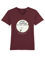 Stop Looking at Your Phone Tricou mânecă scurtă guler V Bărbat Presenter