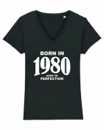 BORN IN 1980 Tricou mânecă scurtă guler V Damă Evoker