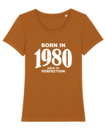 BORN IN 1980 Tricou mânecă scurtă guler larg fitted Damă Expresser