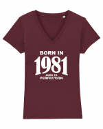 BORN IN 1981 Tricou mânecă scurtă guler V Damă Evoker