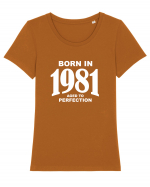 BORN IN 1981 Tricou mânecă scurtă guler larg fitted Damă Expresser