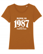 BORN IN 1987 Tricou mânecă scurtă guler larg fitted Damă Expresser