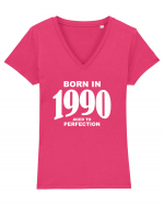 BORN IN 1990 Tricou mânecă scurtă guler V Damă Evoker