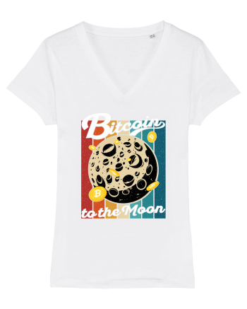 Bitcoin to the Moon Distressed | Retro Vintage Look White