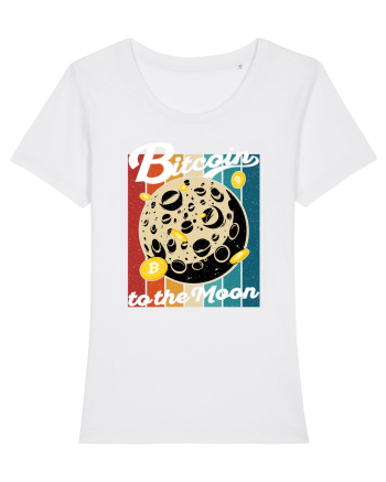 Bitcoin to the Moon Distressed | Retro Vintage Look White