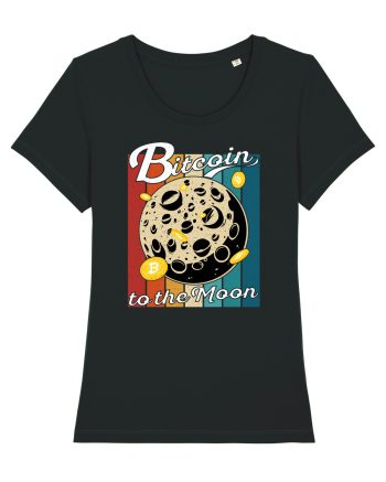 Bitcoin to the Moon Distressed | Retro Vintage Look Black